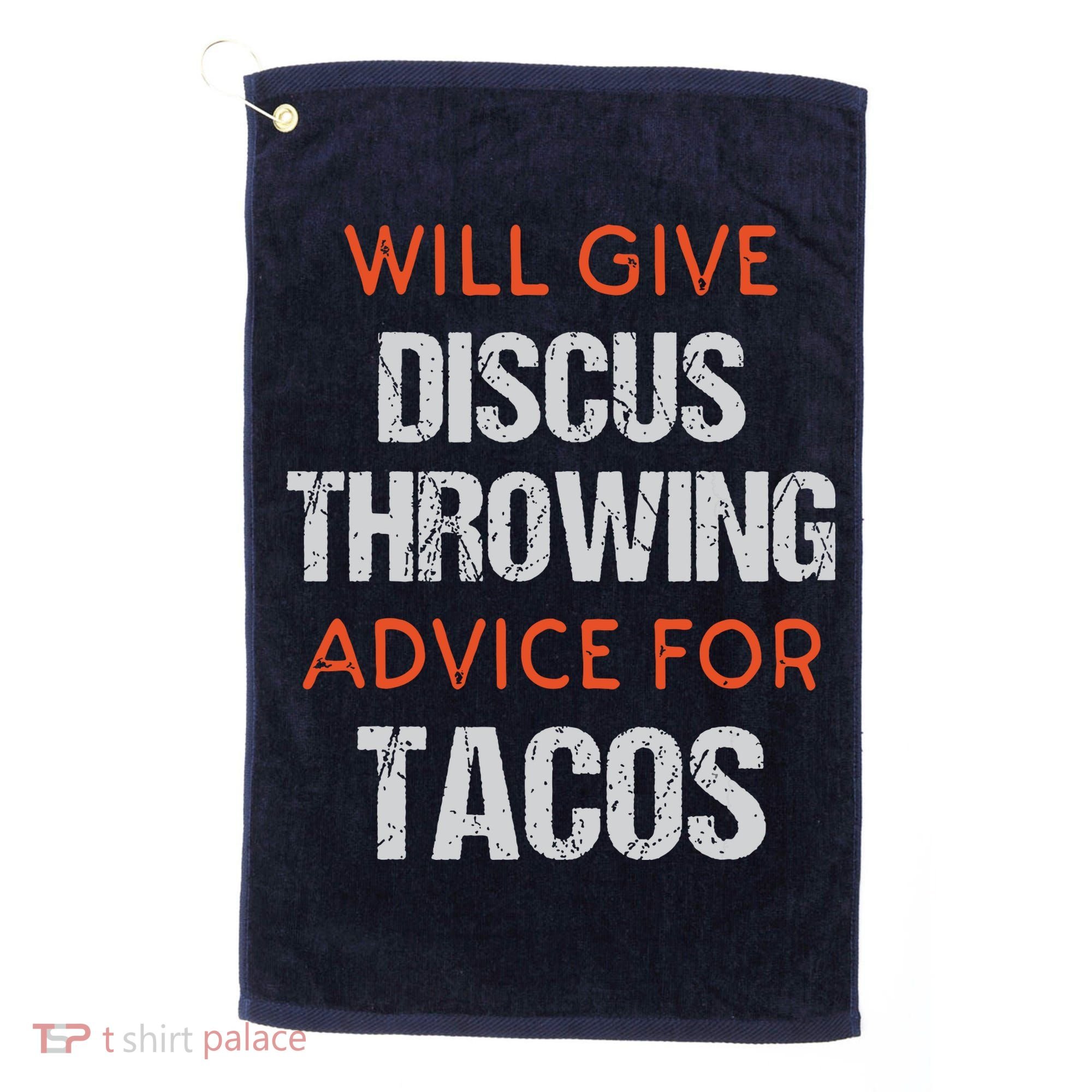 Track Field Events Throwing Humor Funny Discus Thrower Golf Towel