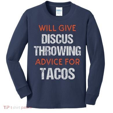 Track Field Events Throwing Humor Funny Discus Thrower Kids Long Sleeve Shirt