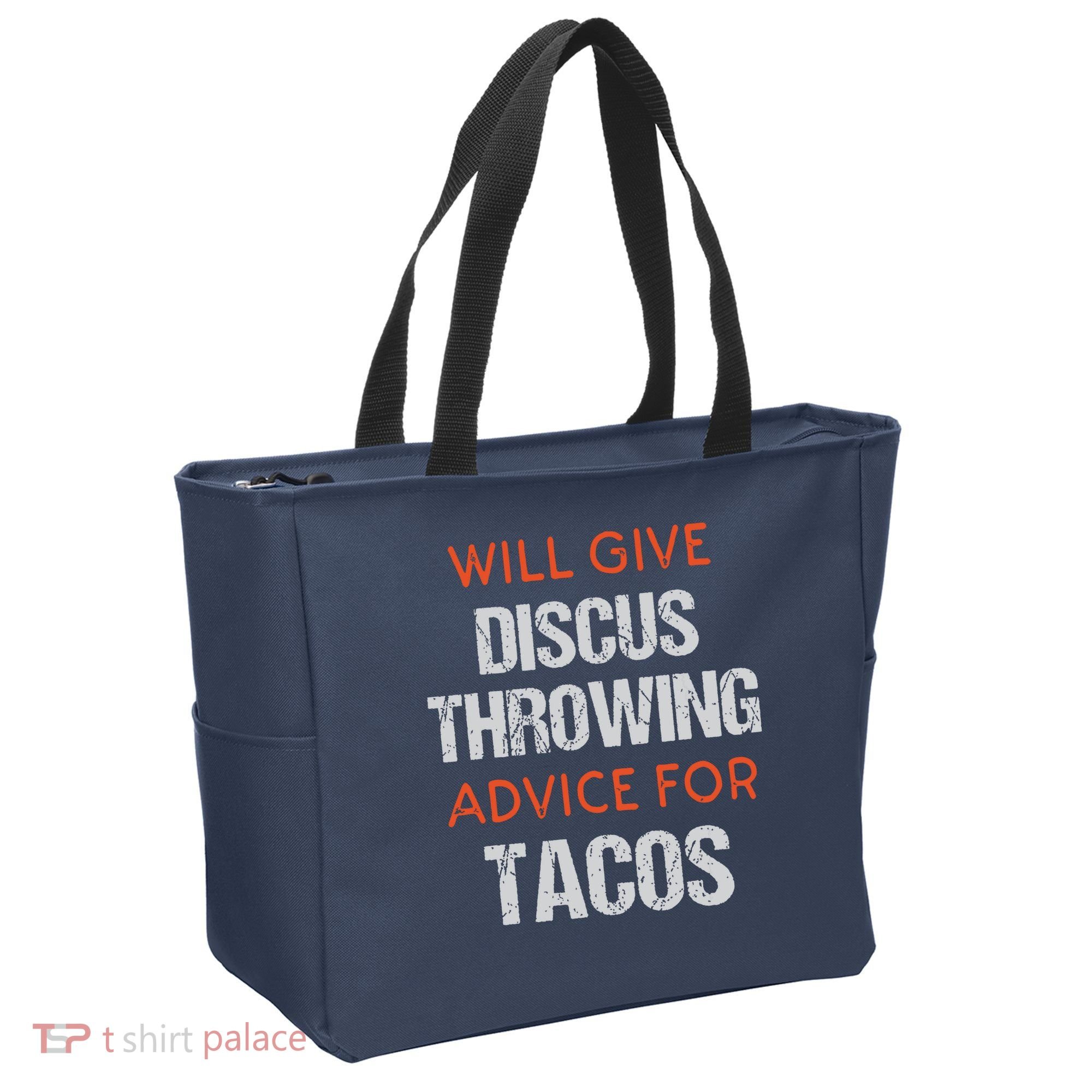 Track Field Events Throwing Humor Funny Discus Thrower Tote Bag