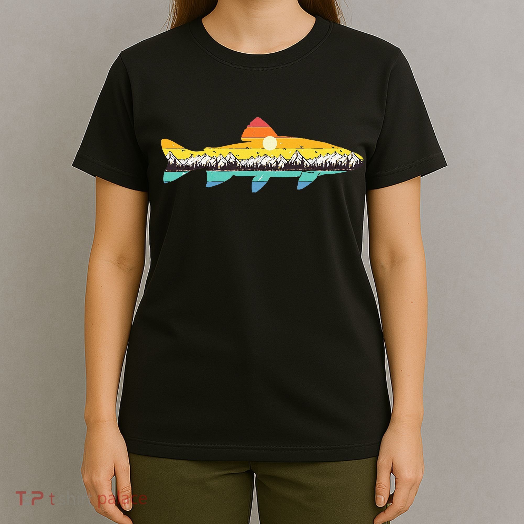 Trout Fly Fishing Outdoor Forest Nature Wildlife Fisherman T-Shirt