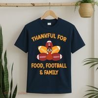 Thankful For Food Football Family Thanksgiving Turkey T-Shirt thumb 2
