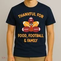 Thankful For Food Football Family Thanksgiving Turkey T-Shirt thumb 3