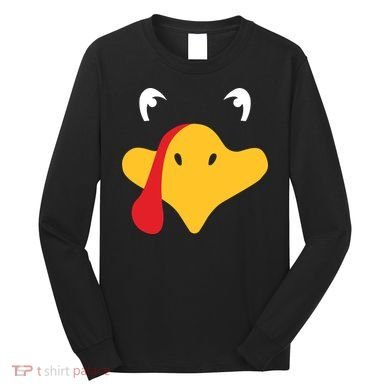 Turkey Face Funny Thanksgiving Long Sleeve Shirt