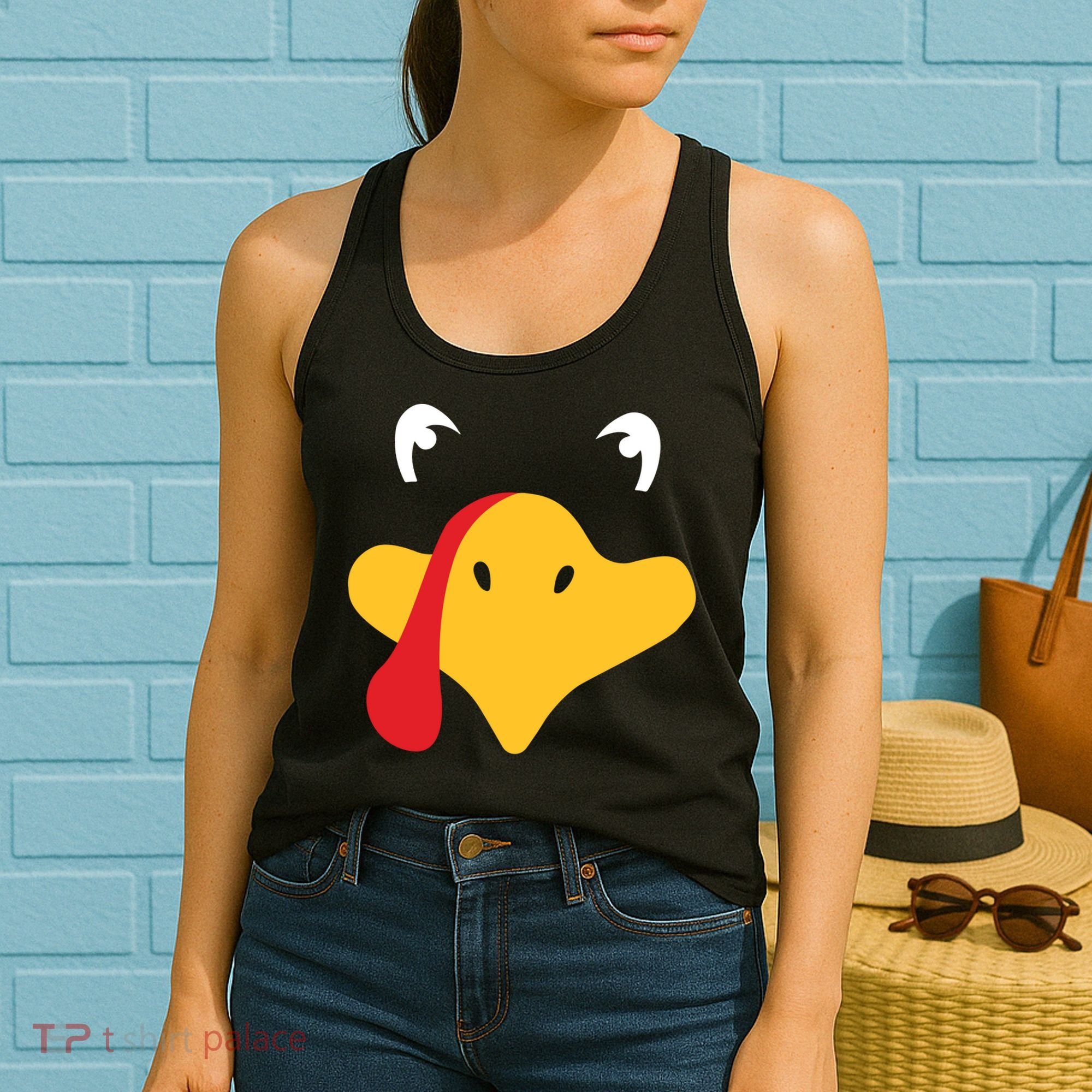 Turkey Face Funny Thanksgiving Women's Tank Top