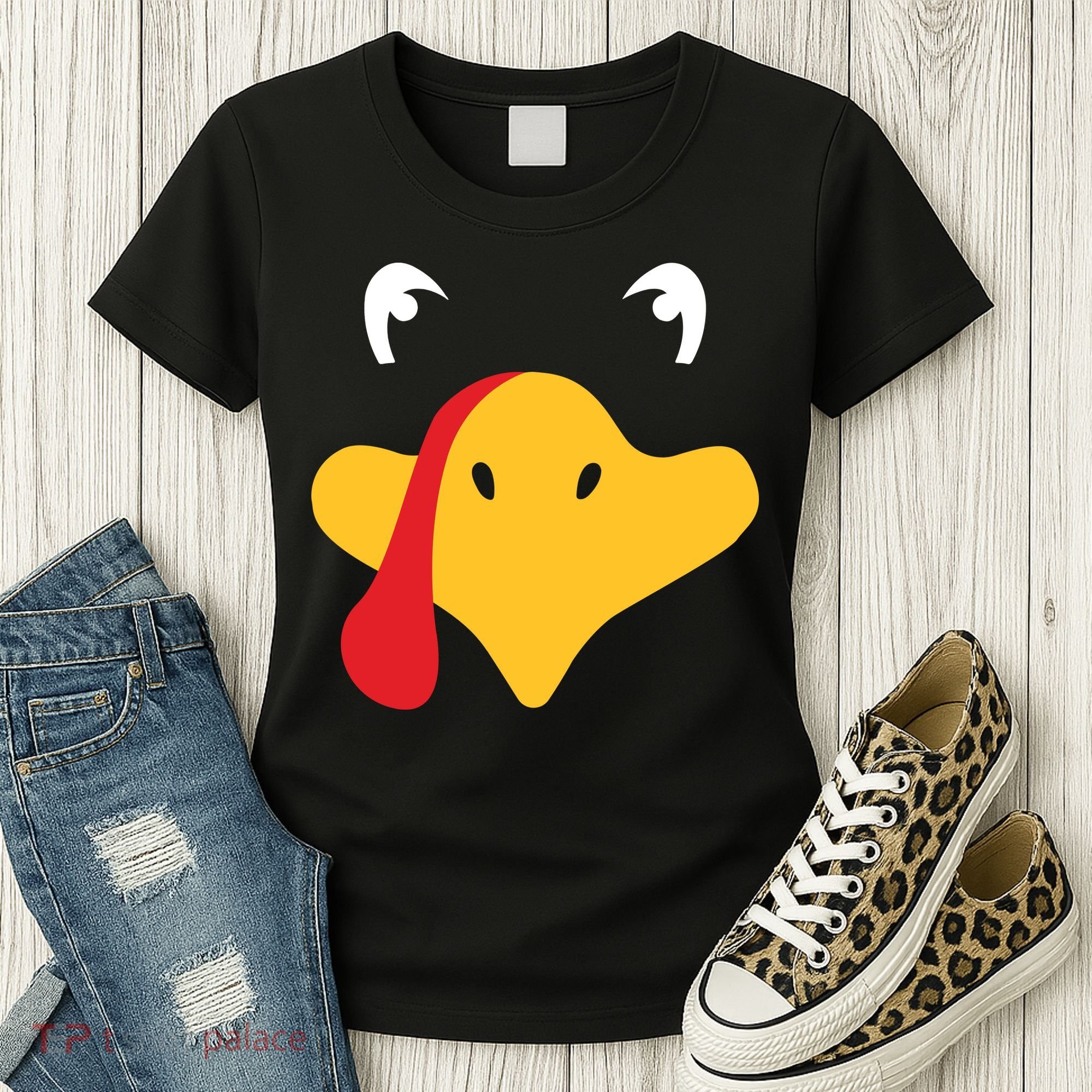 Turkey Face Funny Thanksgiving Women's T-Shirt
