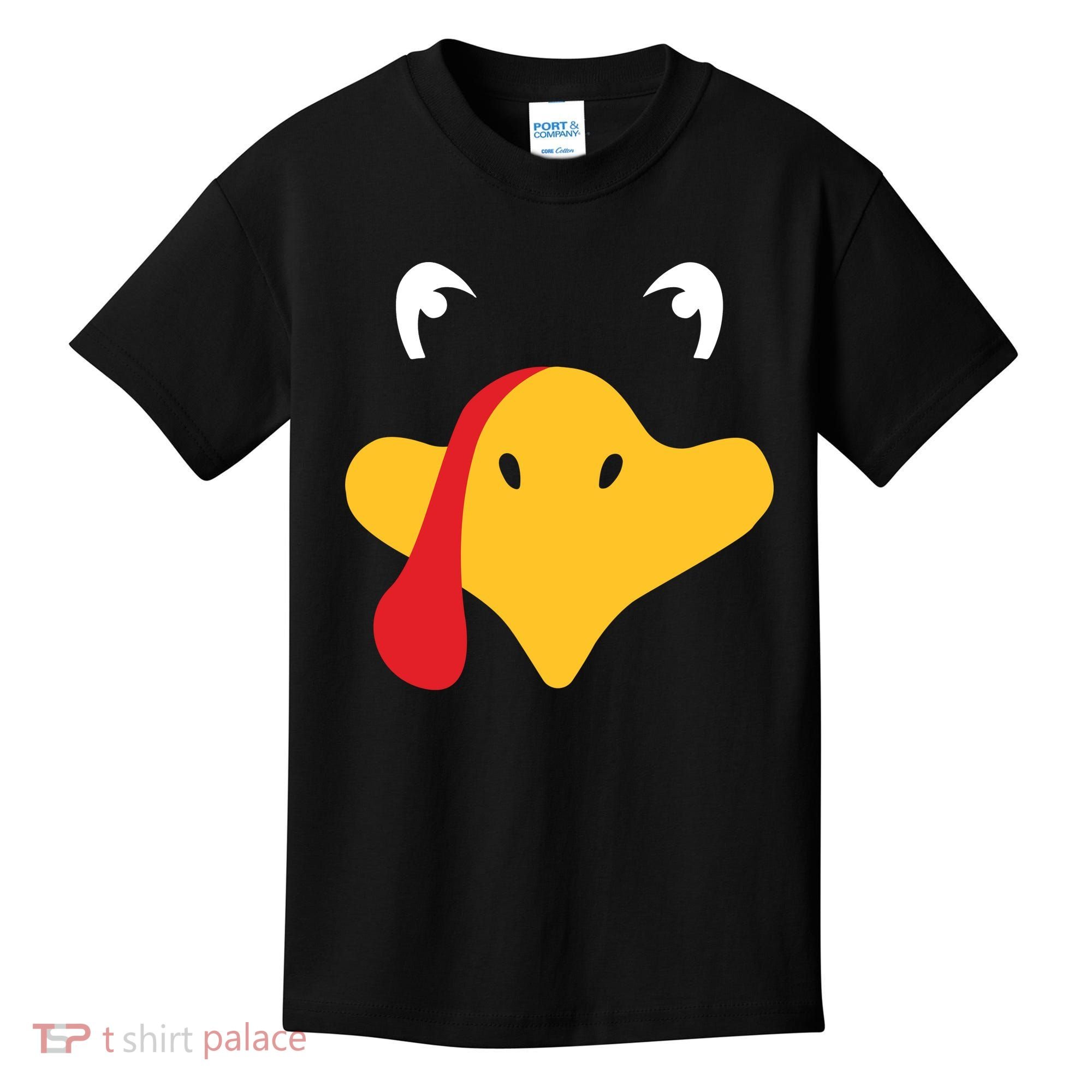 Turkey Face Funny Thanksgiving Kids T-Shirt