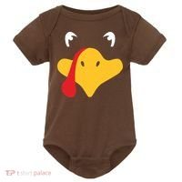 Turkey Face Funny Thanksgiving Baby Bodysuit thumb 0