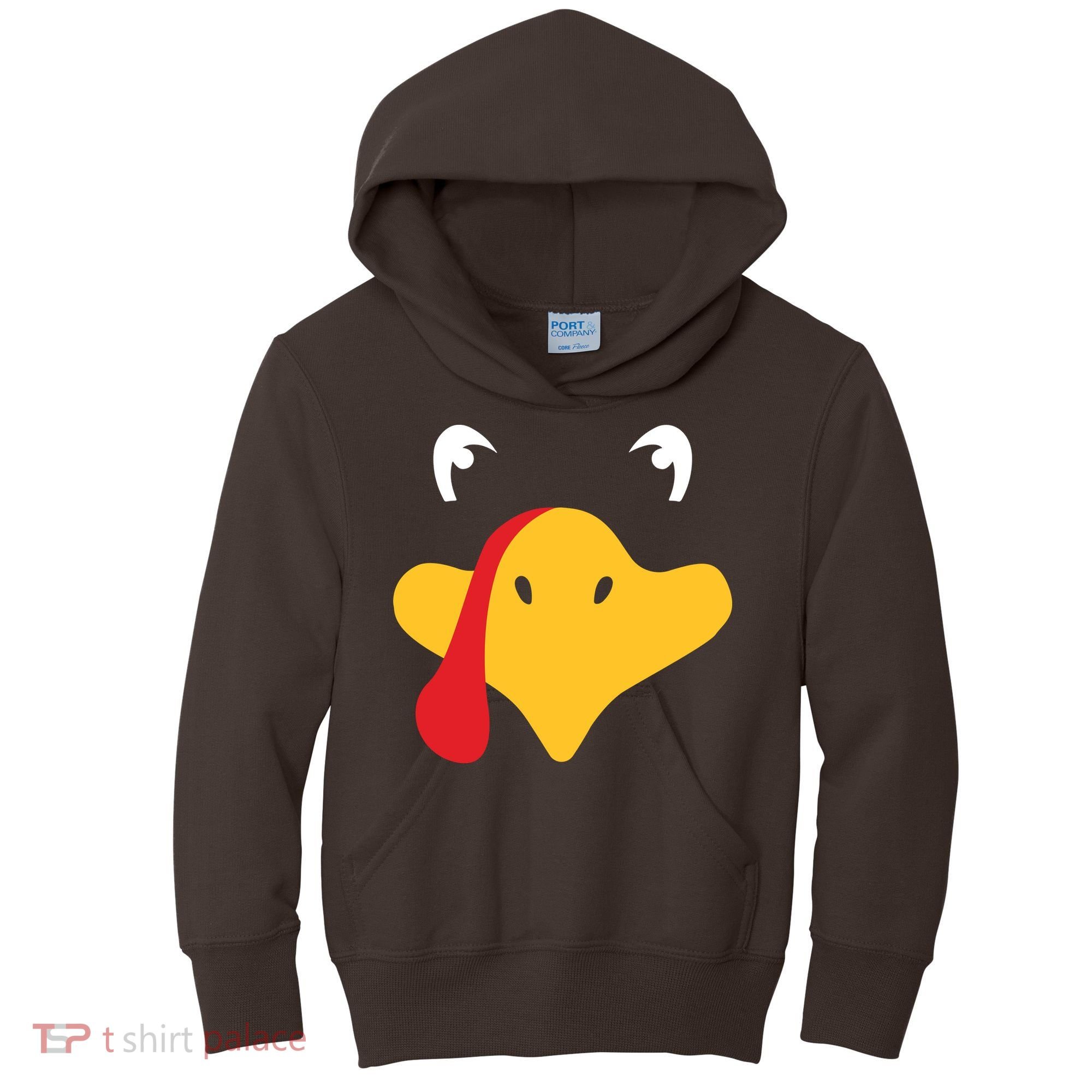 Turkey Face Funny Thanksgiving Kids Hoodie