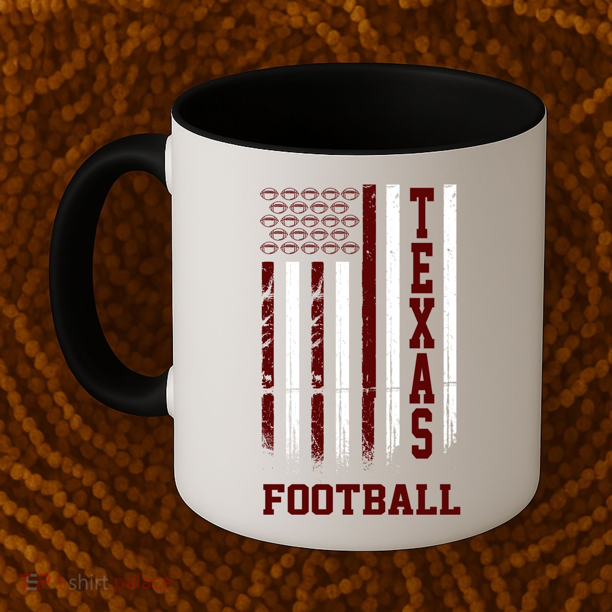 Texas Football Fan American Flag Coffee Mug