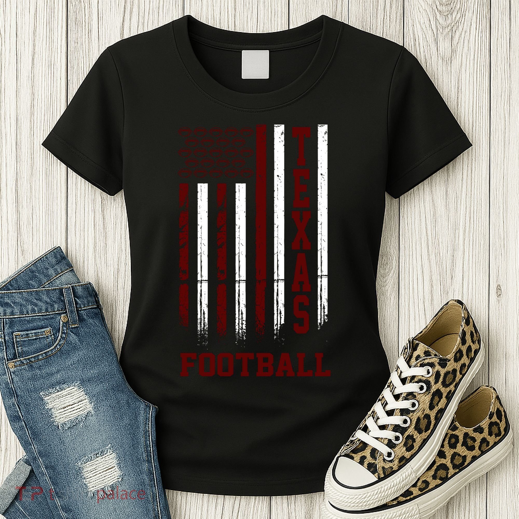 Texas Football Fan American Flag Women's T-Shirt