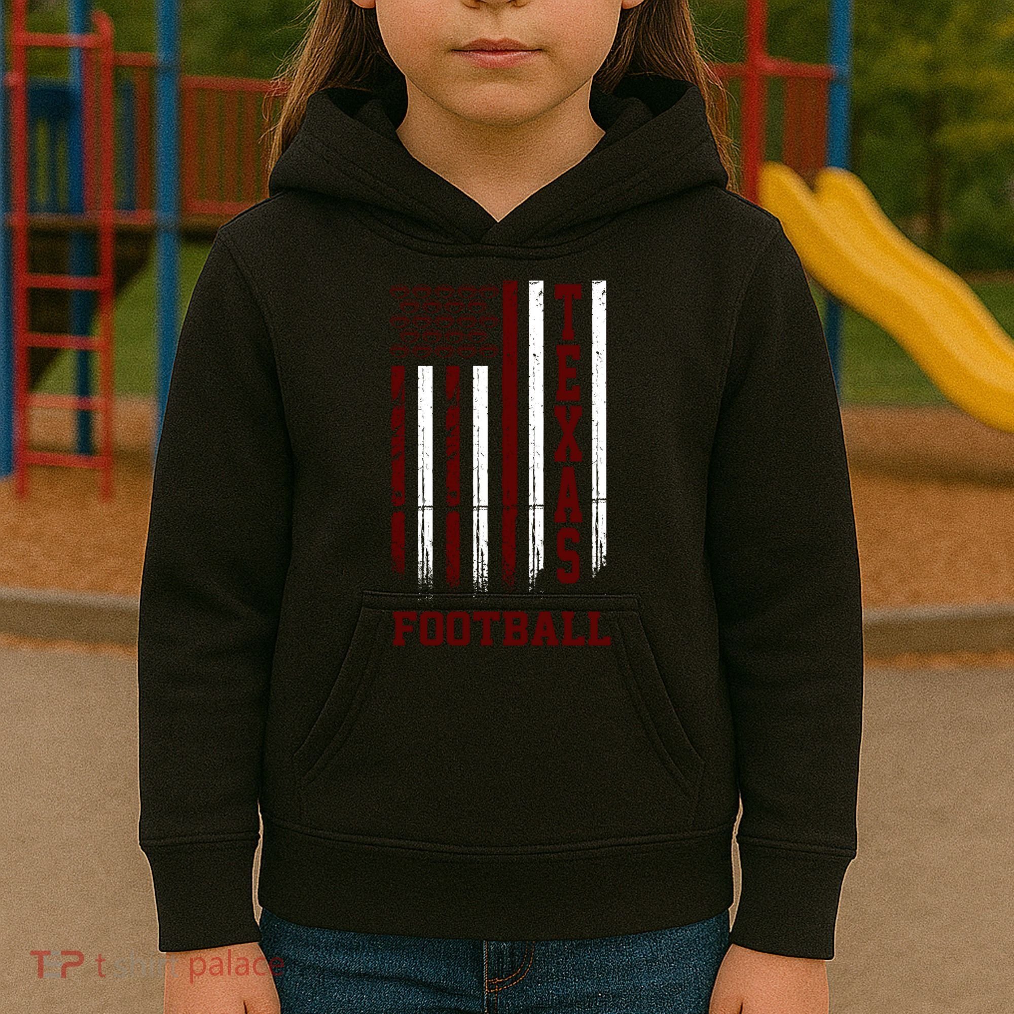 Texas Football Fan American Flag Kids Hoodie
