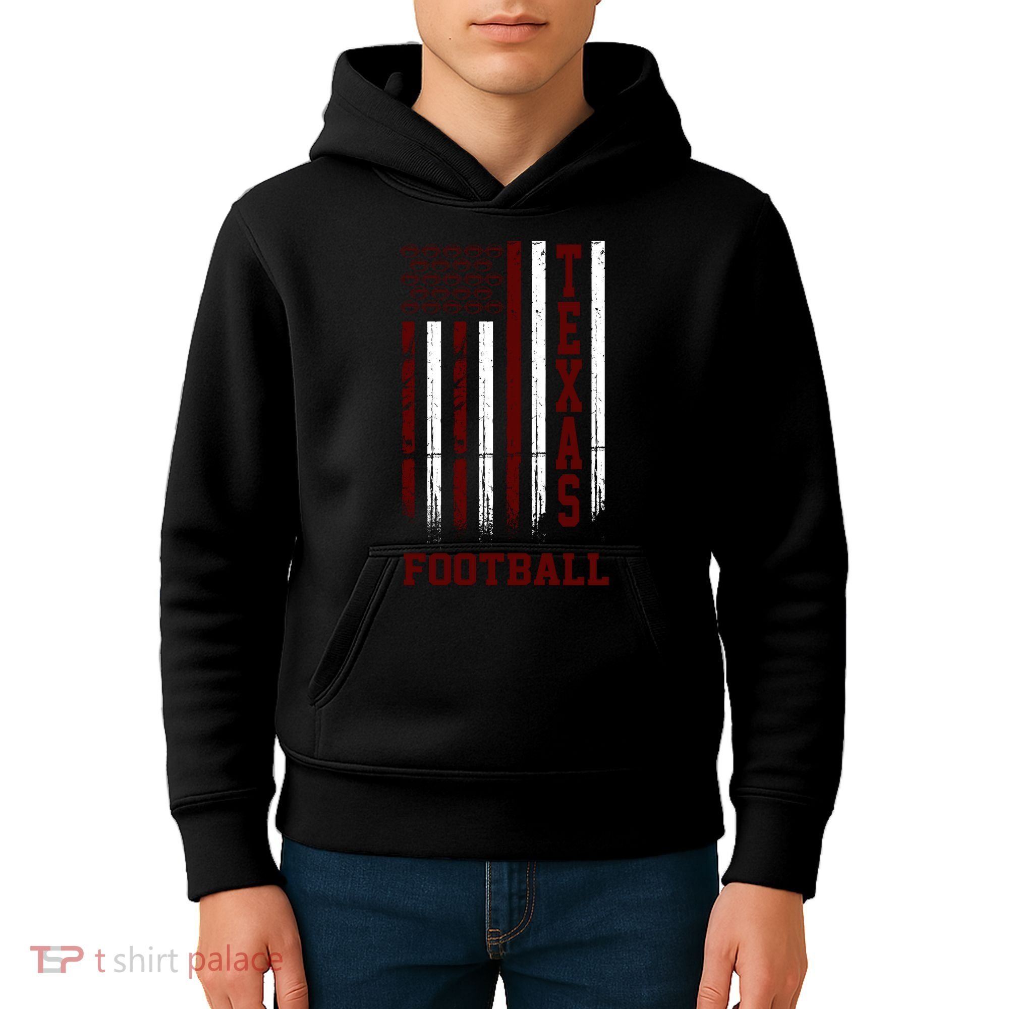 Texas Football Fan American Flag Kids Hoodie