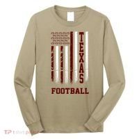Texas Football Fan American Flag Long Sleeve Shirt thumb 0
