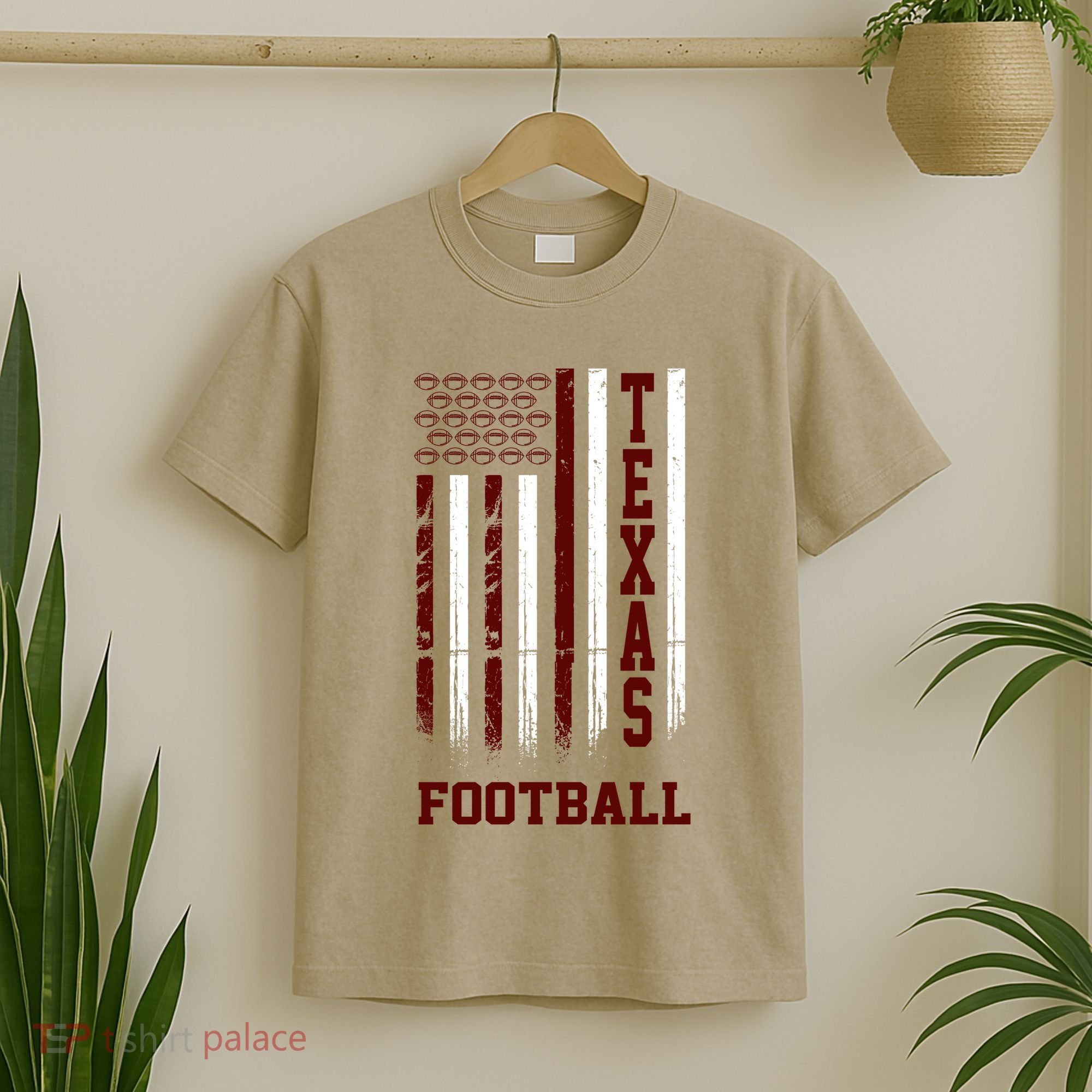 Texas Football Fan American Flag T-Shirt