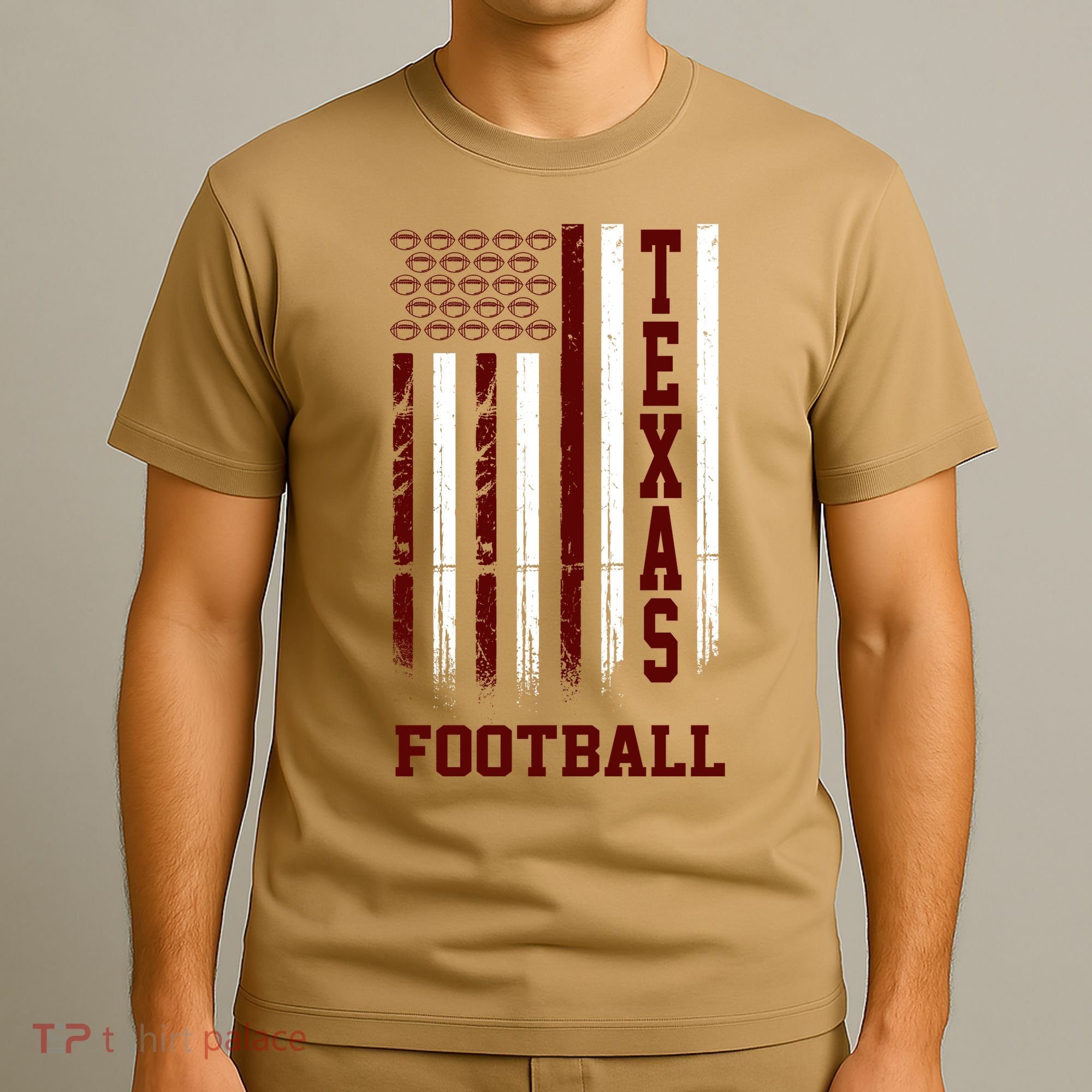 Texas Football Fan American Flag T-Shirt