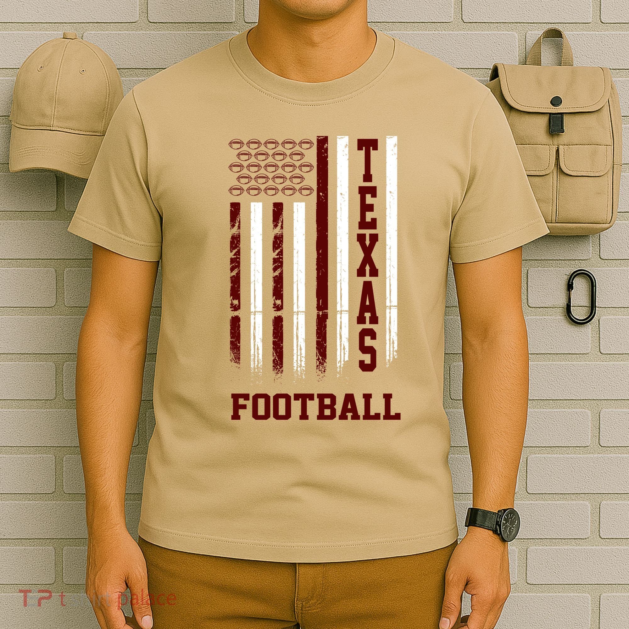 Texas Football Fan American Flag T-Shirt