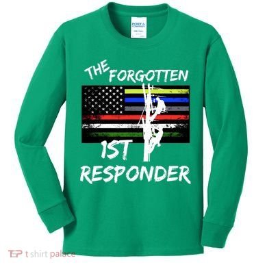The Forgotten First Responder Tribute To Electrical Lineman Kids Long Sleeve Shirt