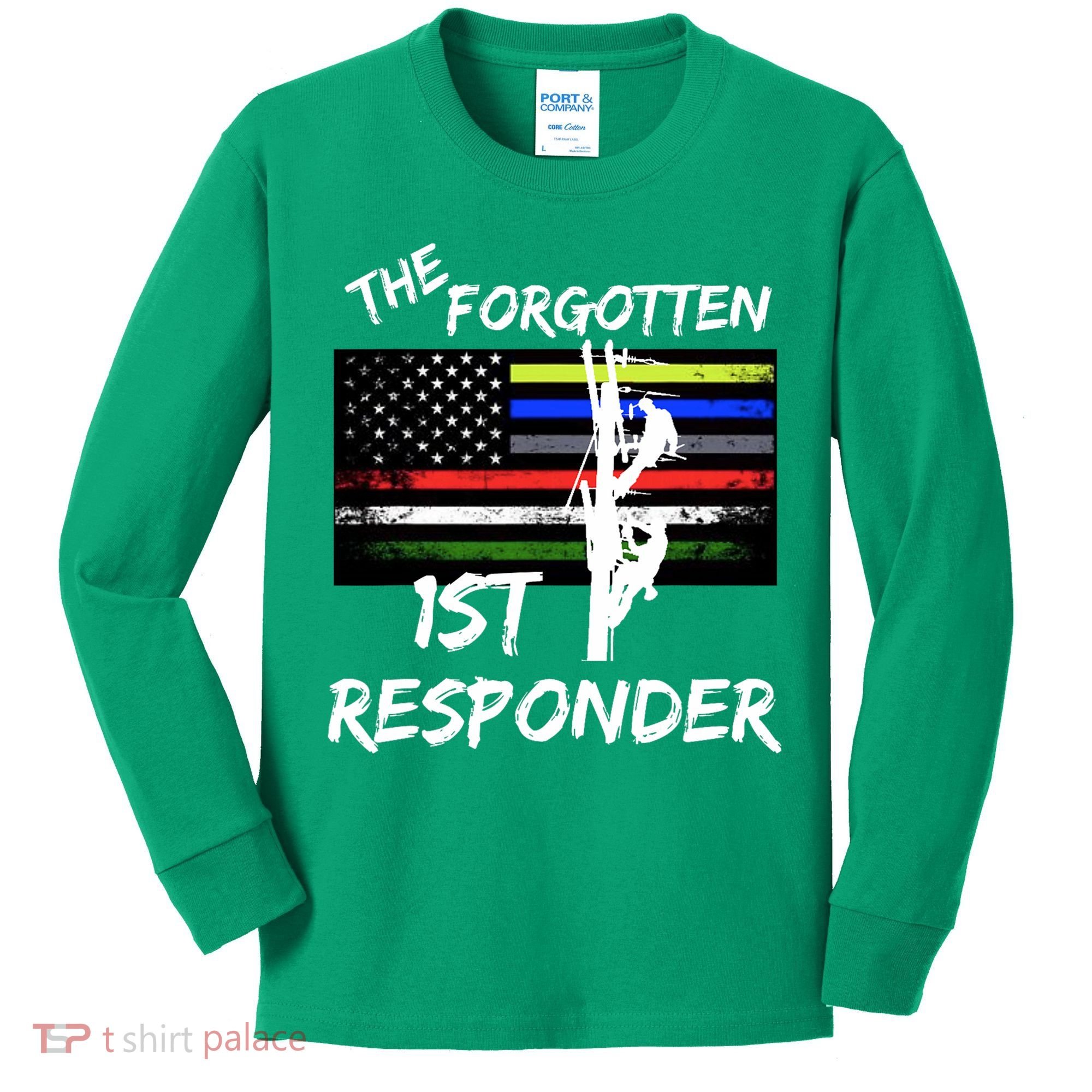 The Forgotten First Responder Tribute To Electrical Lineman Kids Long Sleeve Shirt