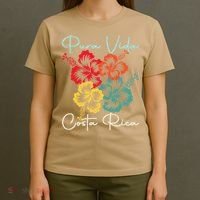 Tropical Flower Family Vacation Costa Rica Beach Pura Vida T-Shirt thumb 4