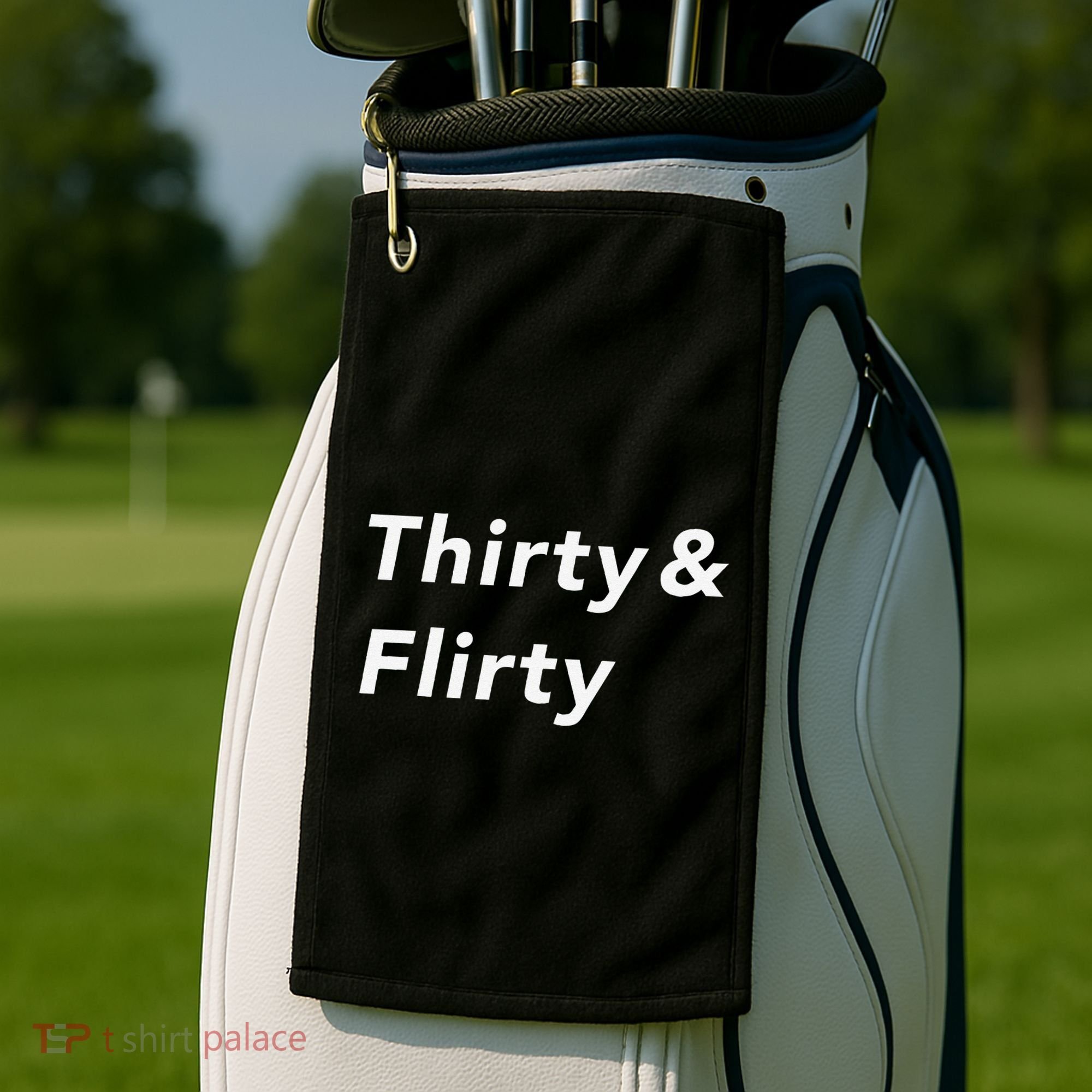 Thirty & Flirty Funny 30th Birthday Gifts 30 Years Old Golf Towel