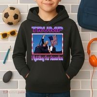 Trump Fighting For America Kids Hoodie thumb 2