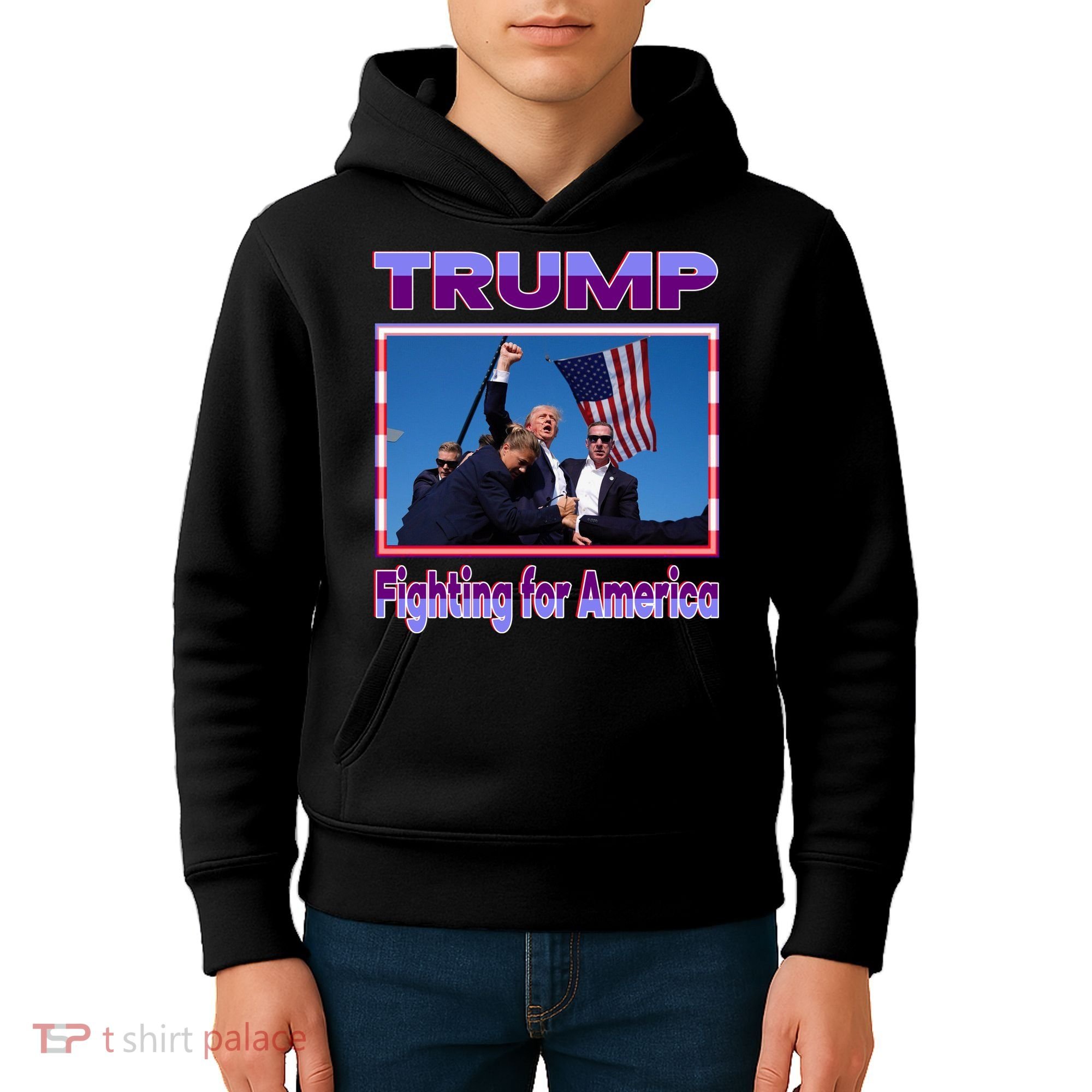 Trump Fighting For America Kids Hoodie