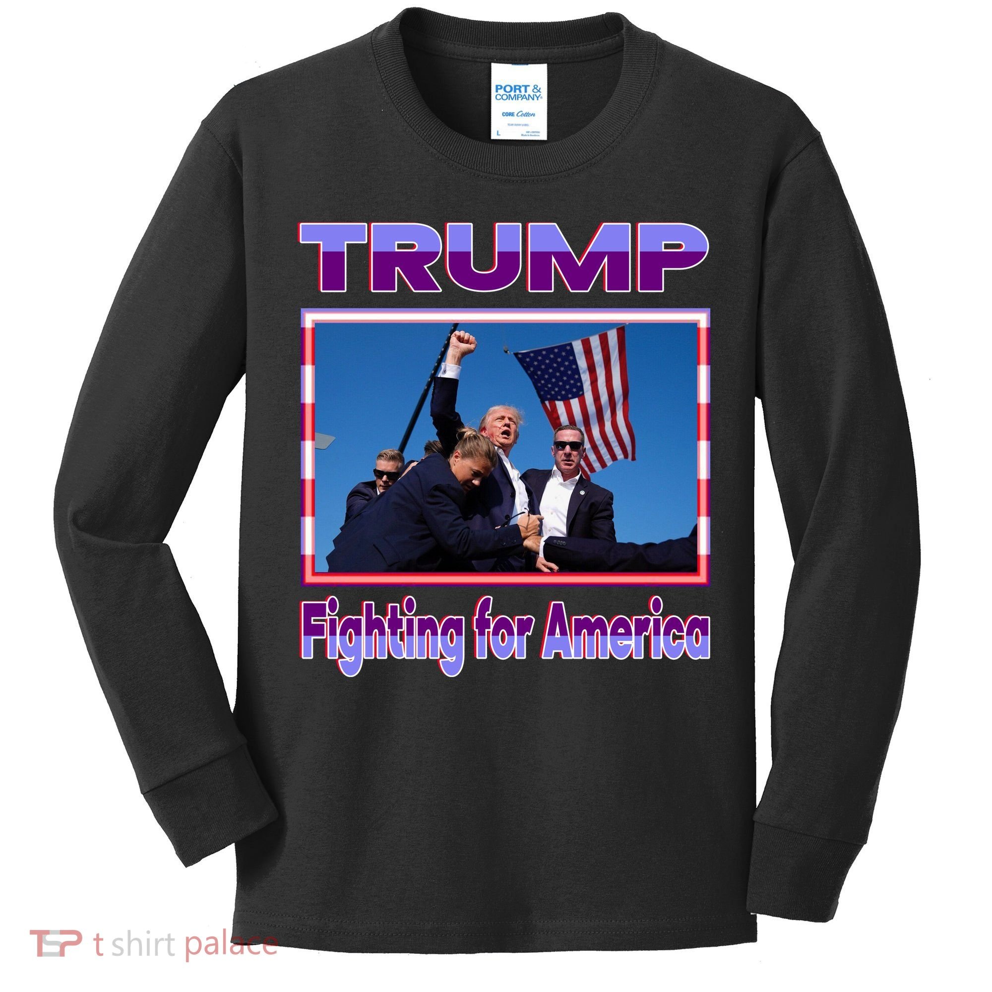 Trump Fighting For America Kids Long Sleeve Shirt