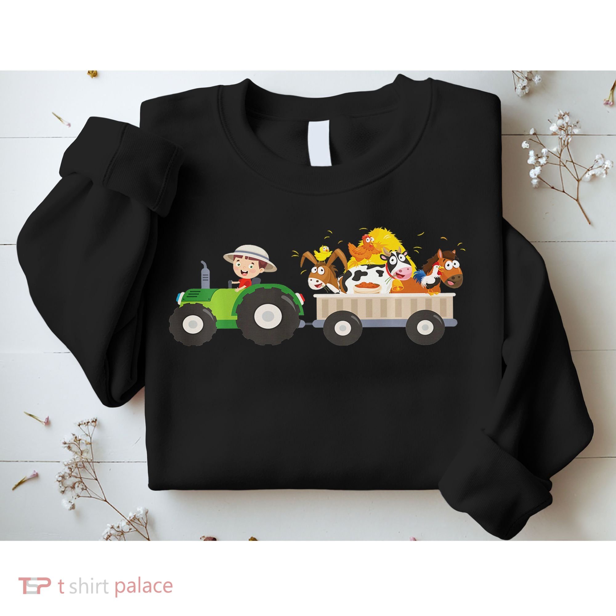 Tractor Farm Farmers Animals Horse Cow Chicken Sweatshirt