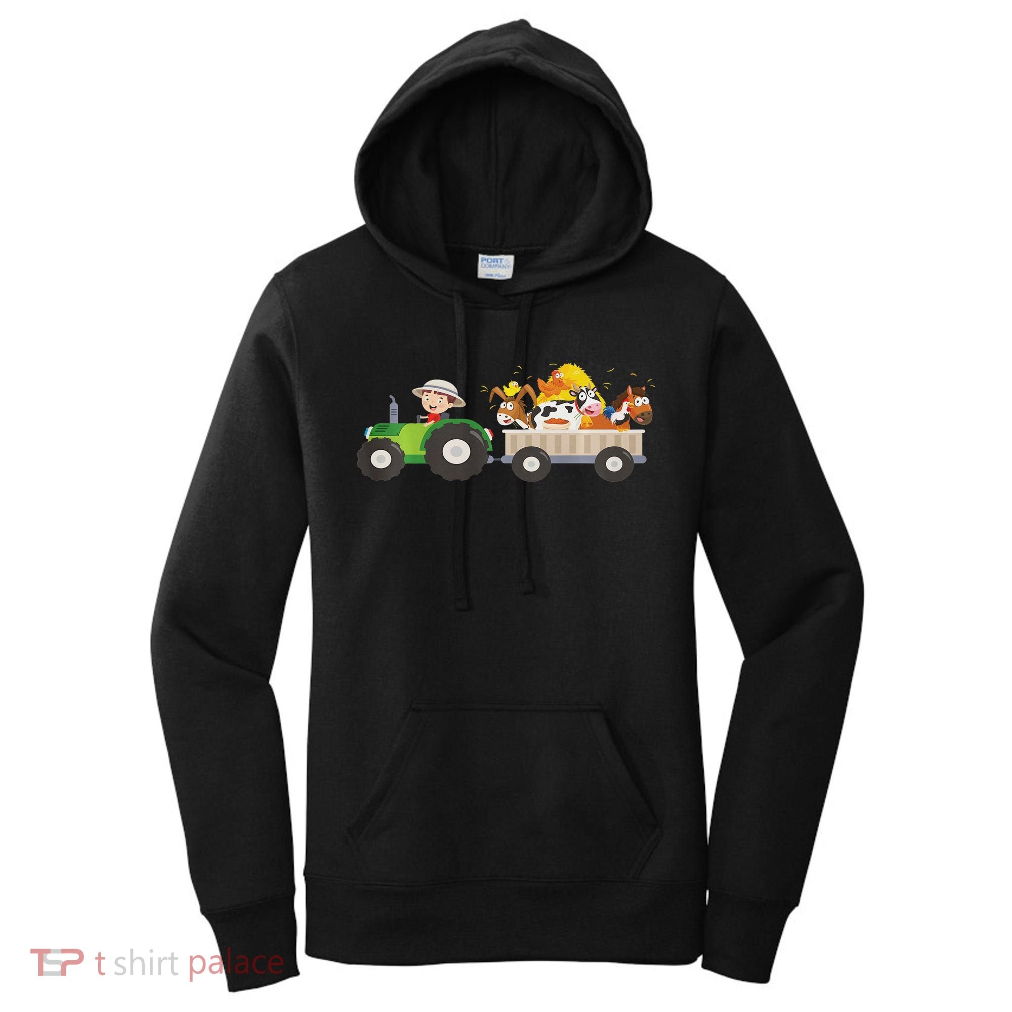 Tractor Farm Farmers Animals Horse Cow Chicken Women's Hoodie