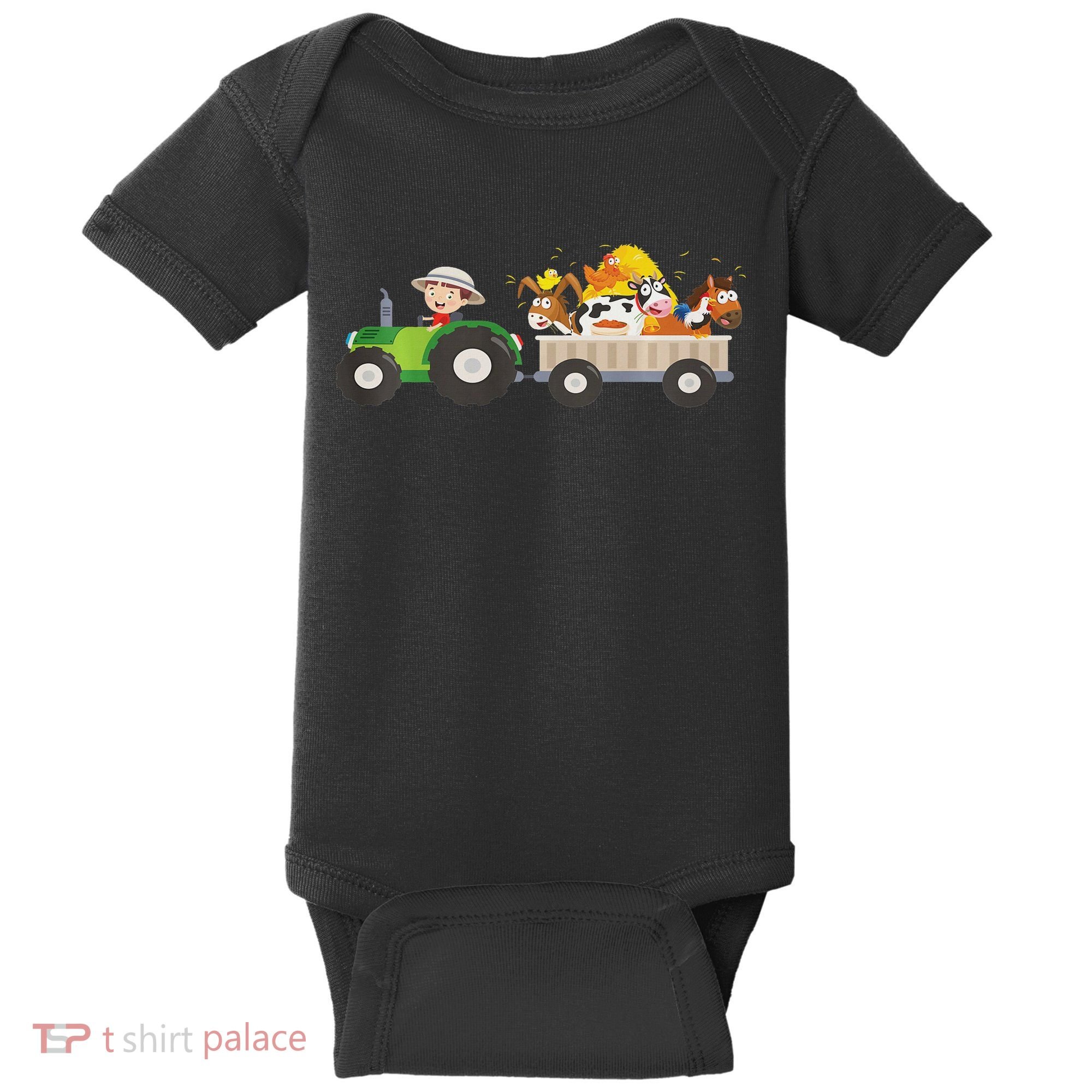 Tractor Farm Farmers Animals Horse Cow Chicken Baby Bodysuit