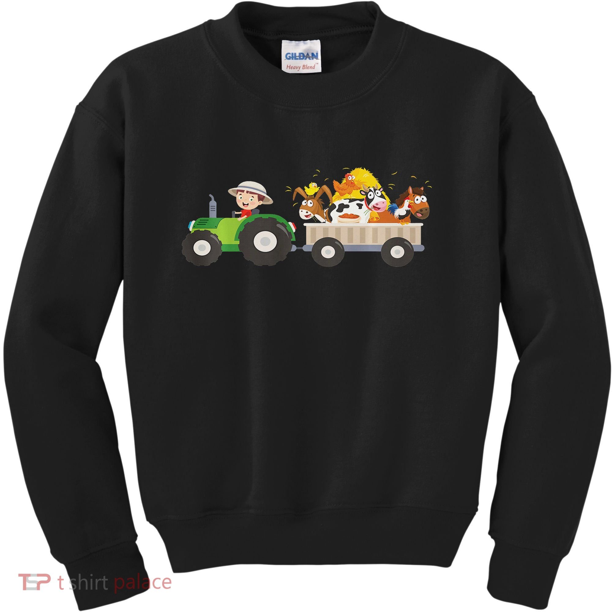 Tractor Farm Farmers Animals Horse Cow Chicken Kids Sweatshirt