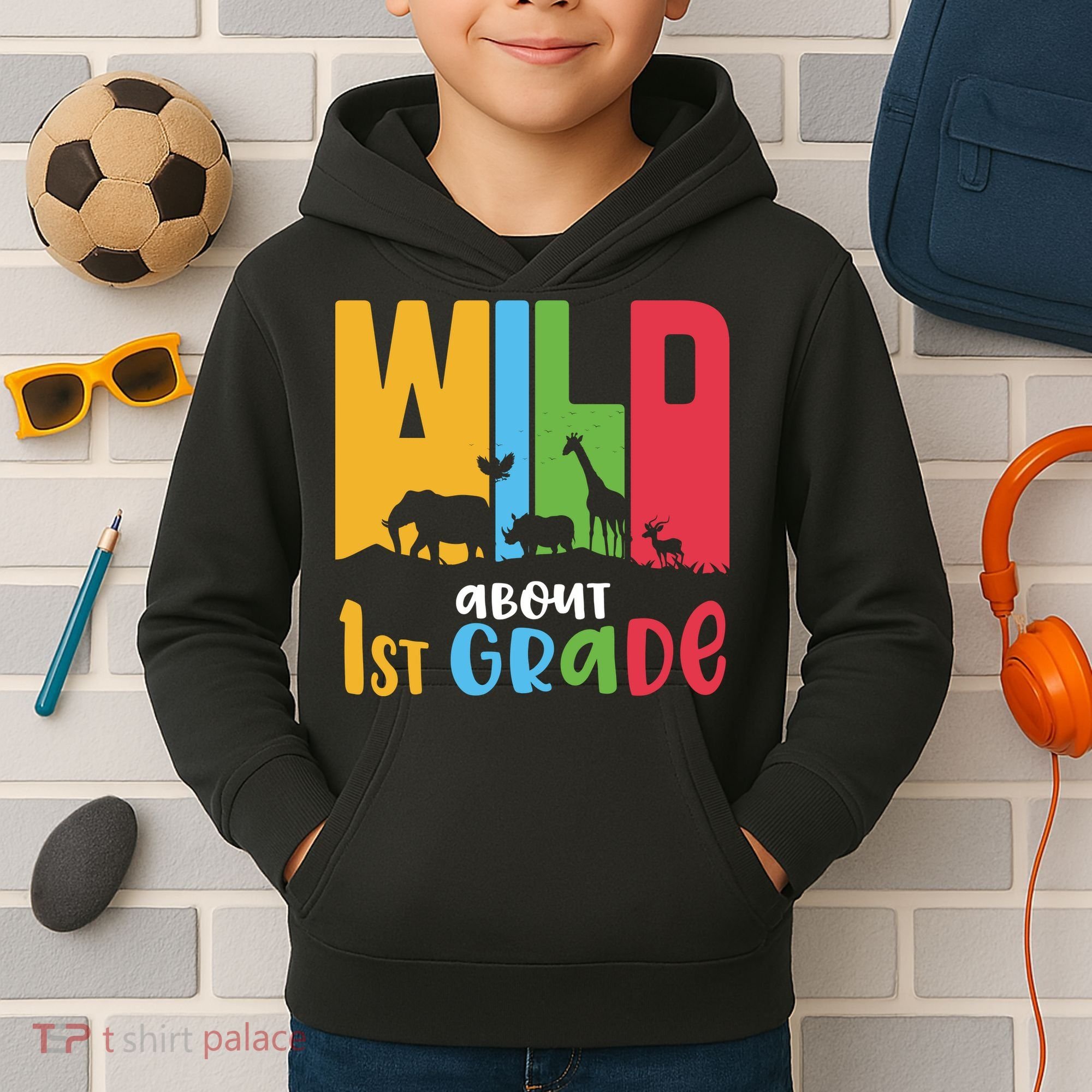 Team First Grade Wild About First Grade Back To School Kids Hoodie