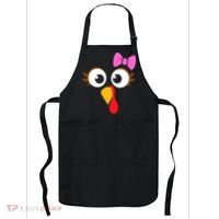 Turkey Face Girl Pink Bow, Thanksgiving Gift Apron thumb 0