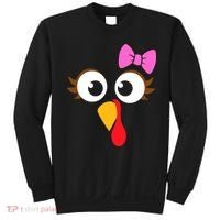 Turkey Face Girl Pink Bow, Thanksgiving Gift Sweatshirt thumb 0