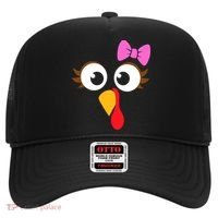 Turkey Face Girl Pink Bow, Thanksgiving Gift Hat thumb 0
