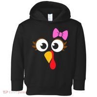 Turkey Face Girl Pink Bow, Thanksgiving Gift Toddler Hoodie thumb 0