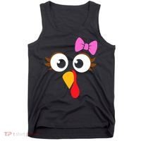 Turkey Face Girl Pink Bow, Thanksgiving Gift Tank Top thumb 0