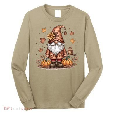 Trendy Fall Gnome Cute Thanksgiving Autumn Gift Long Sleeve Shirt