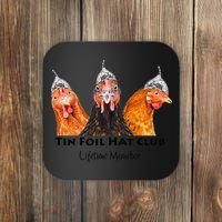 Tin Foil Hat Club Member Chickens Funny Conspiracy Theorist Coaster thumb 0