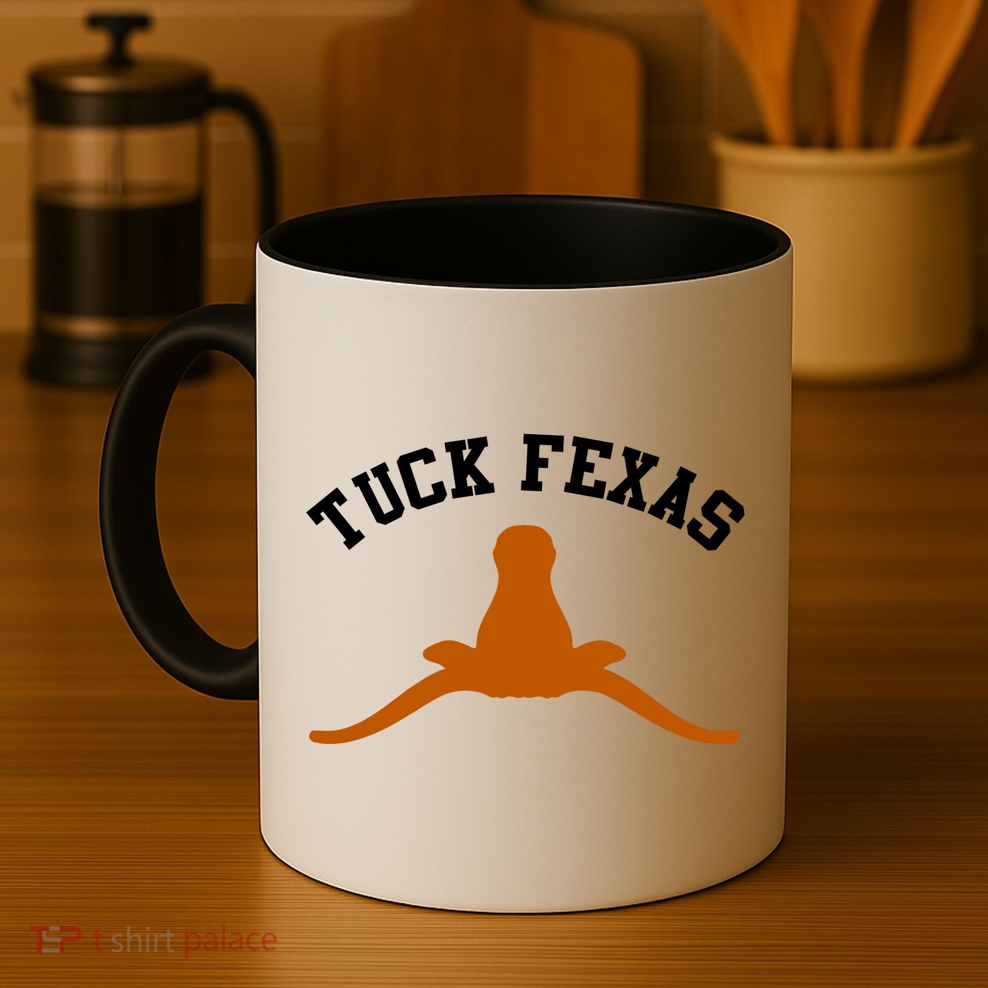 Tuck Fexas Horns Down Texas Coffee Mug