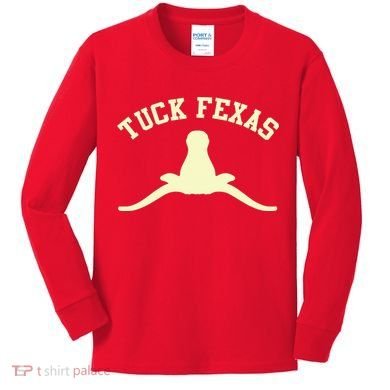 Tuck Fexas Horns Down Texas Kids Long Sleeve Shirt