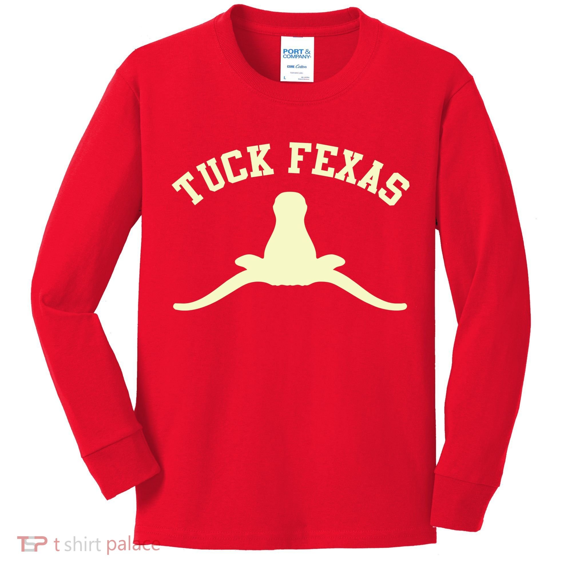 Tuck Fexas Horns Down Texas Kids Long Sleeve Shirt