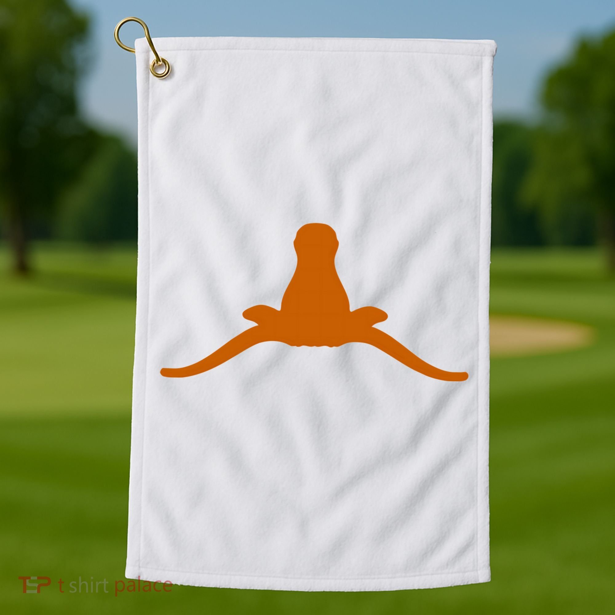 Tuck Fexas Horns Down Funny Rivalry Golf Towel