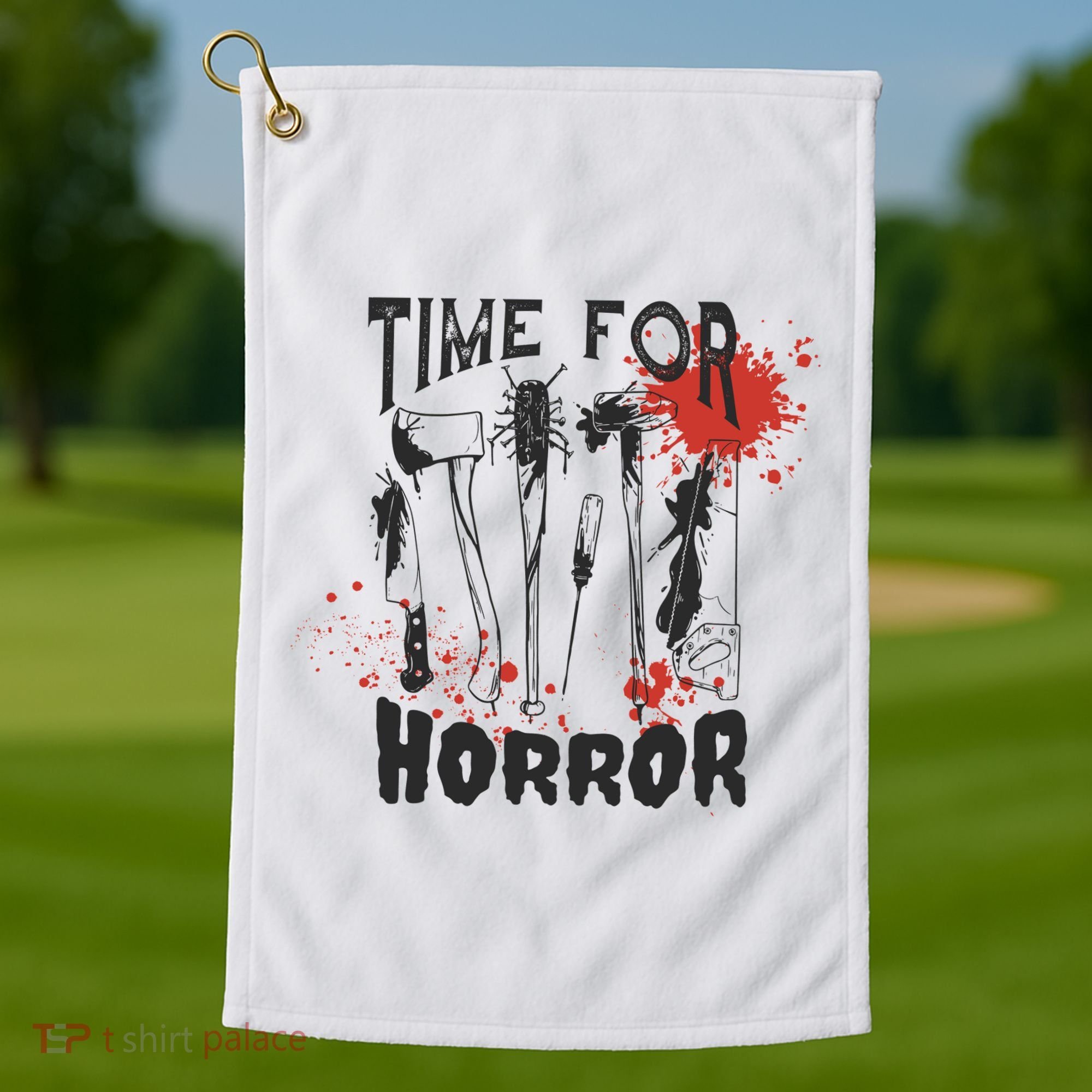 Time For Horror Scary Halloween Golf Towel