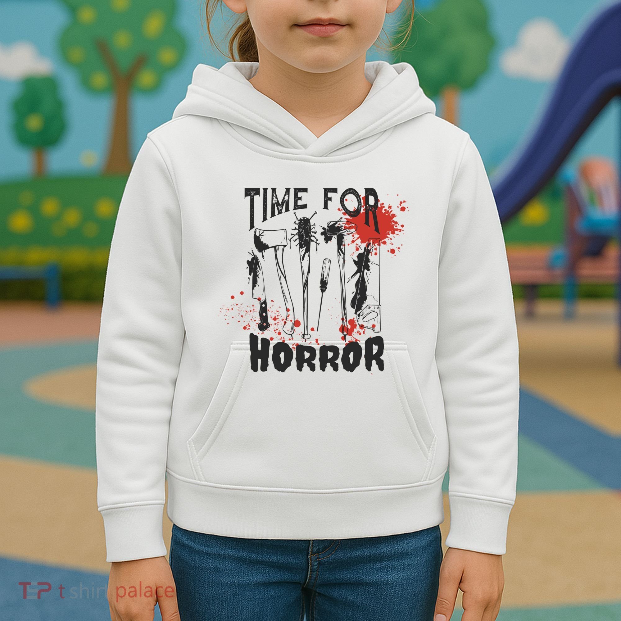Time For Horror Scary Halloween Kids Hoodie
