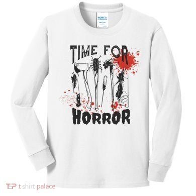 Time For Horror Scary Halloween Kids Long Sleeve Shirt