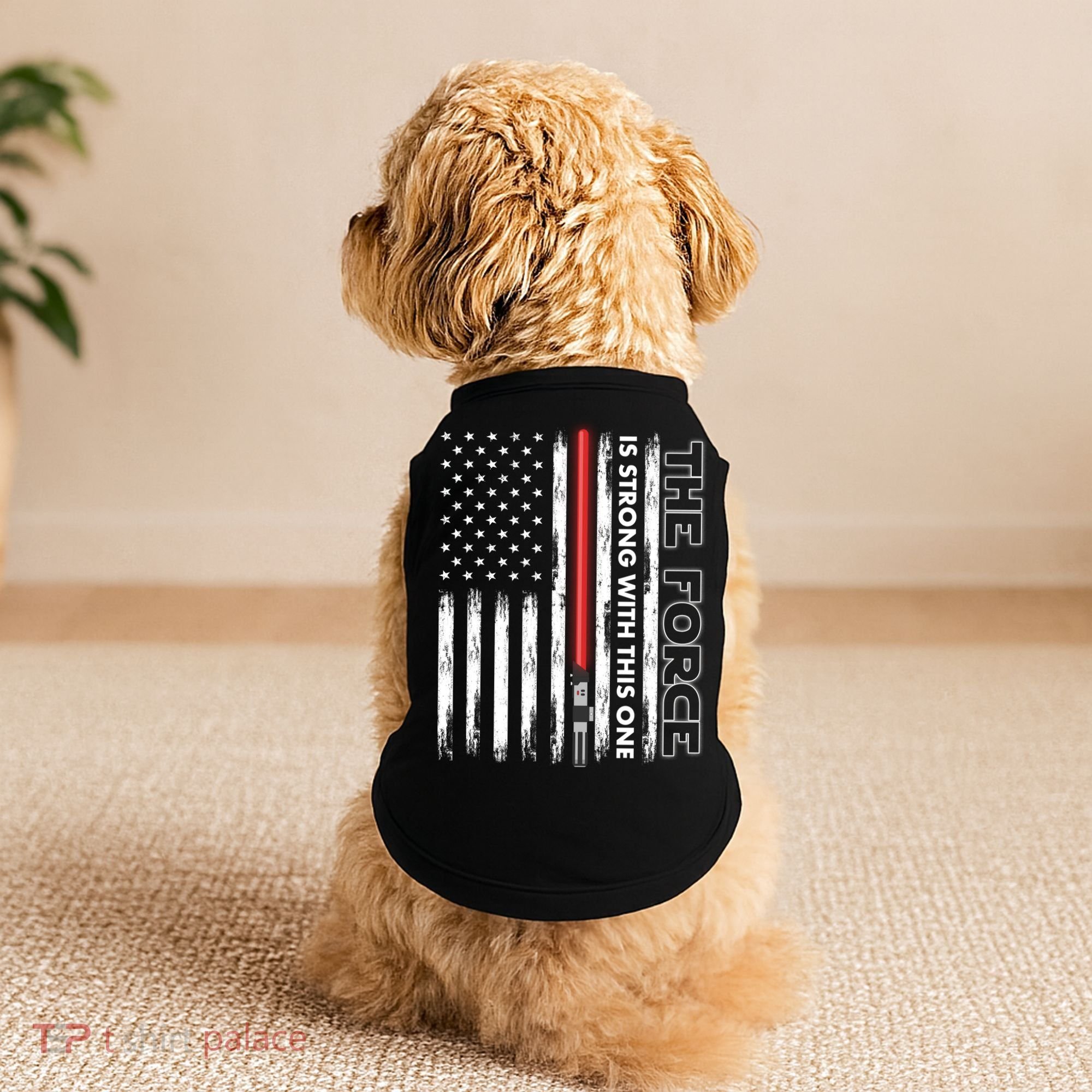 The Force Is Strong With This One USA American Flag Doggie Tank