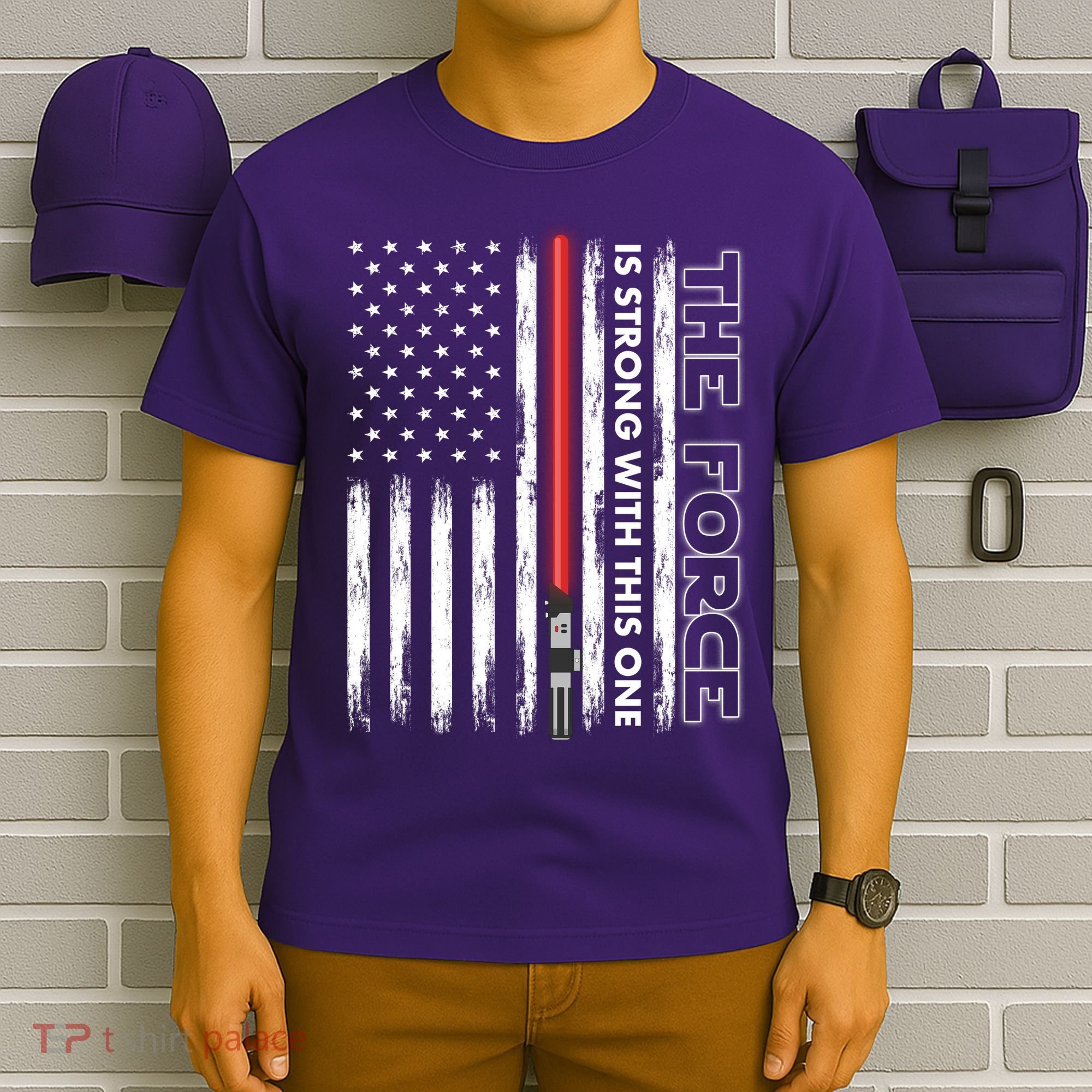 The Force Is Strong With This One USA American Flag T-Shirt