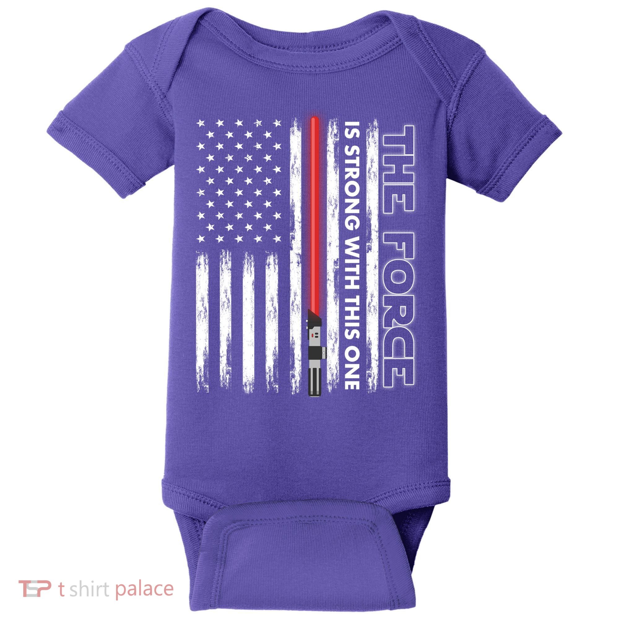 The Force Is Strong With This One USA American Flag Baby Bodysuit