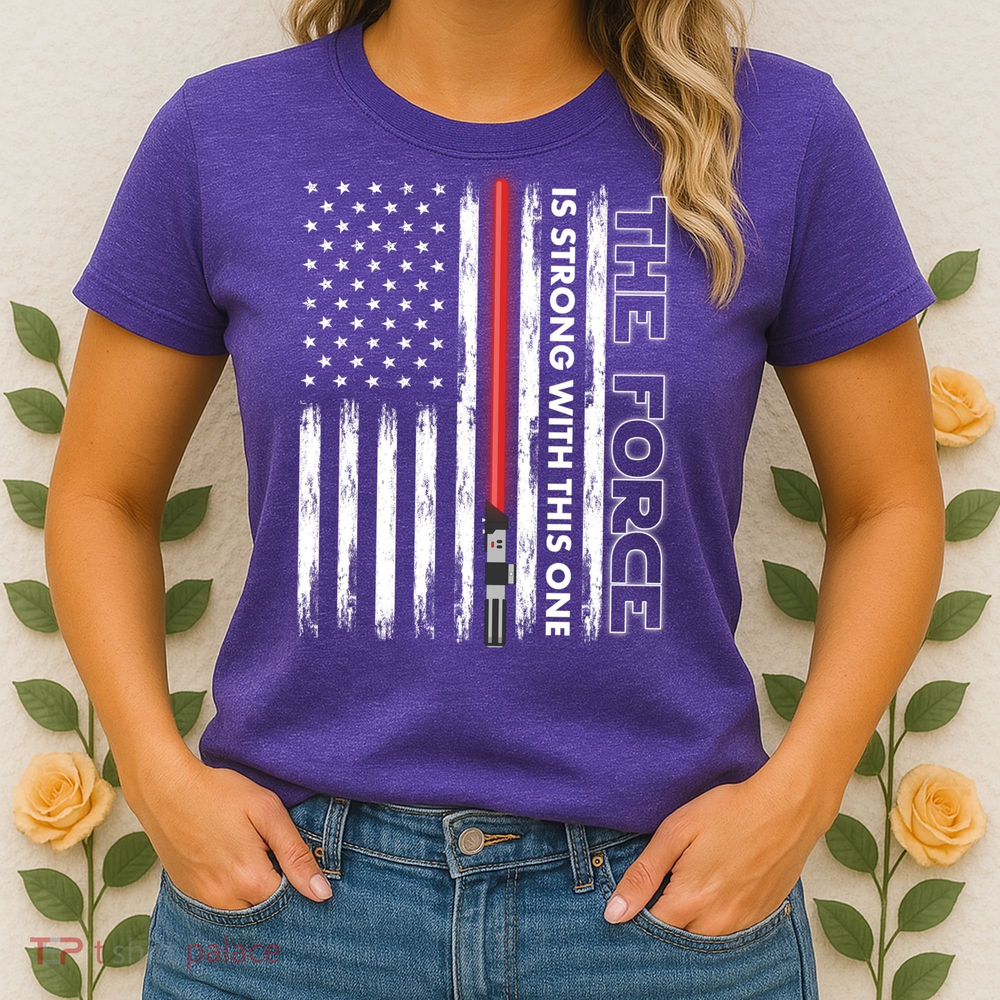 The Force Is Strong With This One USA American Flag Women's T-Shirt